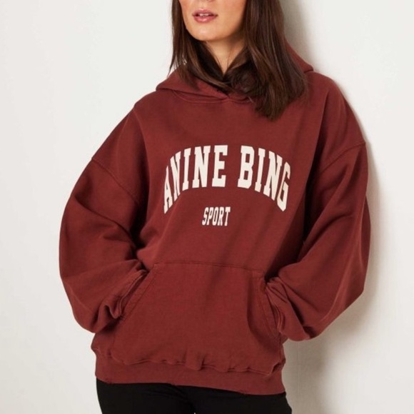 Anine Bing Tops - Anine Bing Maroon Hoodie
